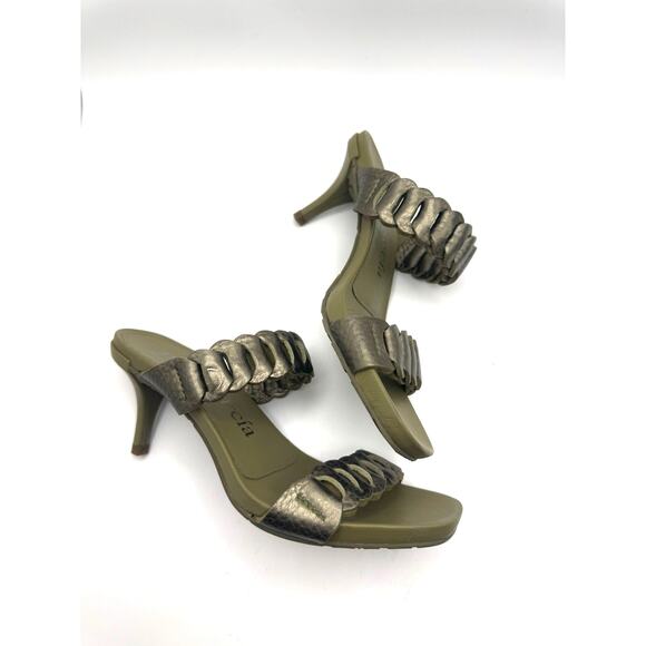 Pedro Garcia olive green kitten heel sandals with braided straps size 37 - Picture 1 of 10